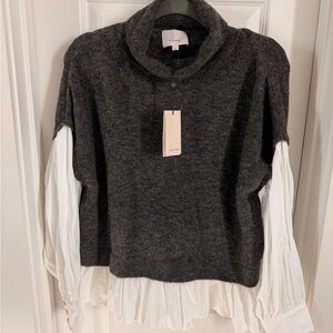 Cinq à Sept Charcoal and Ivory Layered Turtleneck Sweater